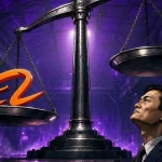 Qwen 3.8 pesé sur une balance géante face au logo Alibaba orange dans un hall industriel