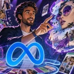 Meta Muse Image agent generates a marketing composition with Instagram reference and blue Meta logo