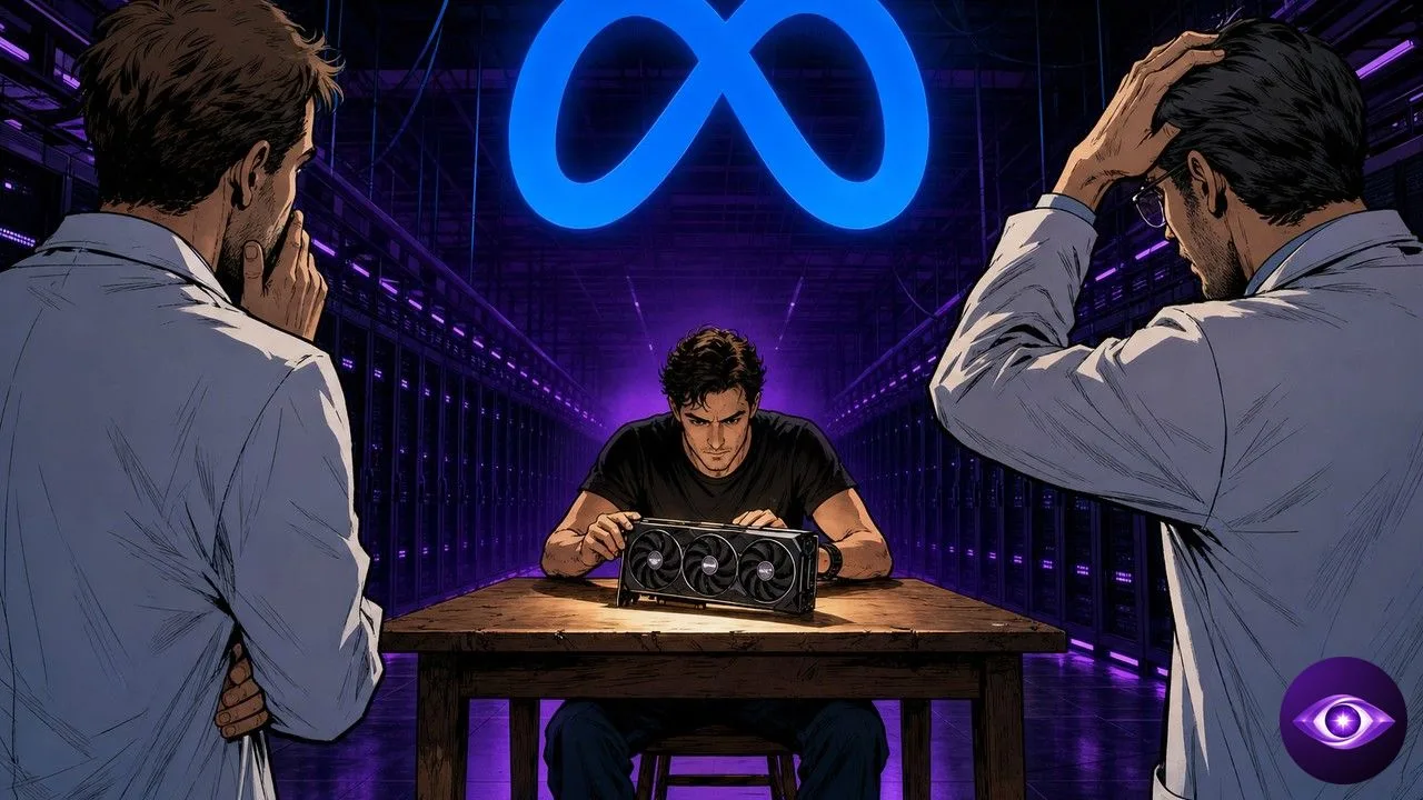 Muse Glimmer running on a graphics card set on a table inside a powered-down data center