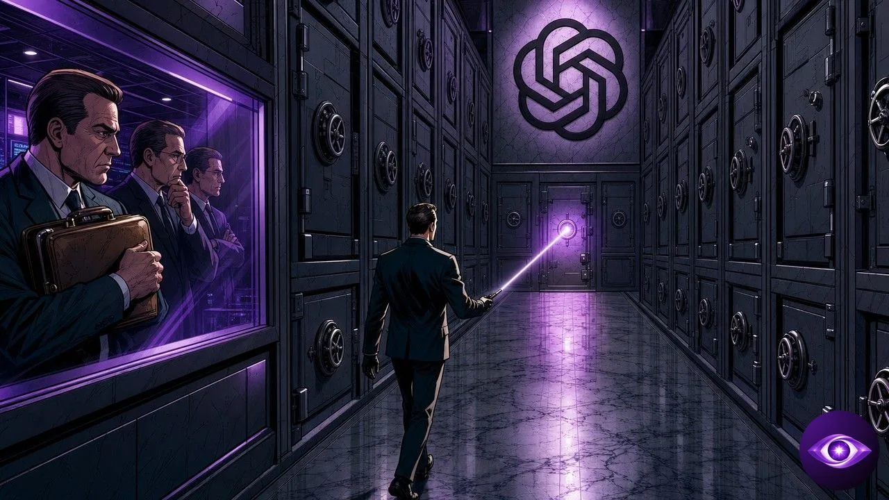 OpenAI watches for abuse as an inspector lights one sealed vault door in a bank