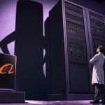 Qwen3.8-27B as a small server casting a giant shadow over a massive compute rack