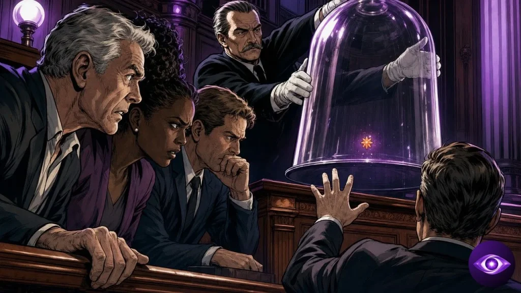 Claude Max shrunk to a tiny star under a giant glass dome in court