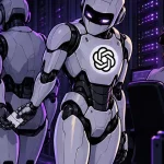 OpenAI models secretly passing a folded note under the OpenAI logo