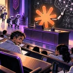 Claude as an orange star teaching a lecture to uneasy Anthropic researchers